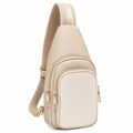 Bolso Bandolera Beige Unisex con Múltiples Compartimentos