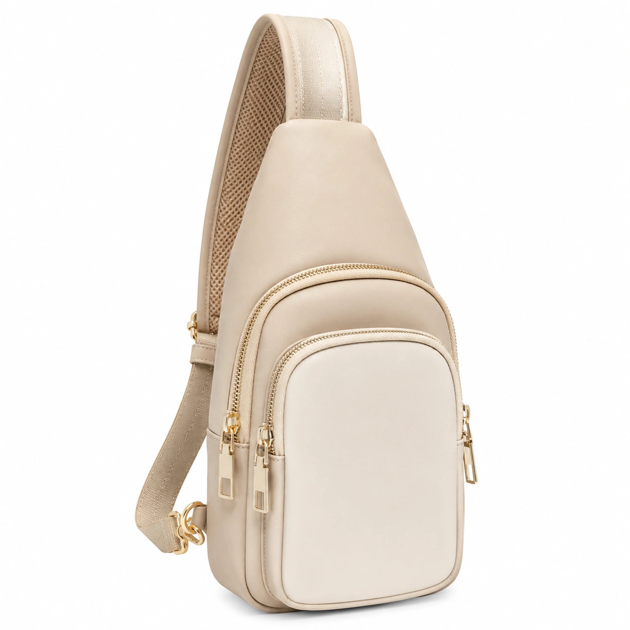 Bolso Bandolera Beige Unisex con Múltiples Compartimentos