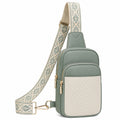 Bandolera Moderna con Bolsillo Acolchado Verde Claro/Beige