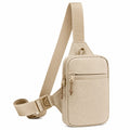 Bolsa bandolera unisex beige con múltiples compartimentos