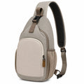 Mochila Bandolera Unisex Beige con Correa Ajustable y Bolsillos de Malla