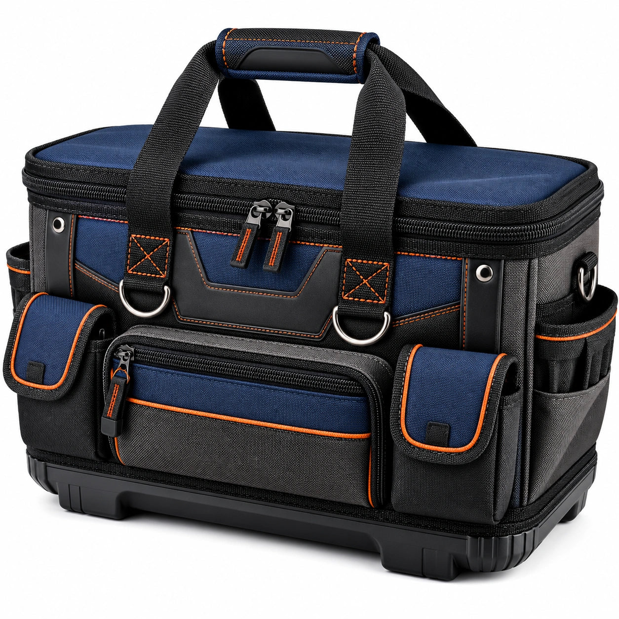 Bolsa de Herramientas Multiusos Grande Negra y Azul con Alta Capacidad