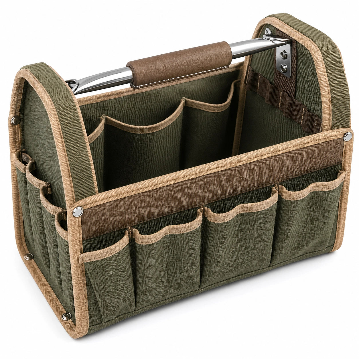 Bolsa de Herramientas Verde Caqui con Asa Metálica