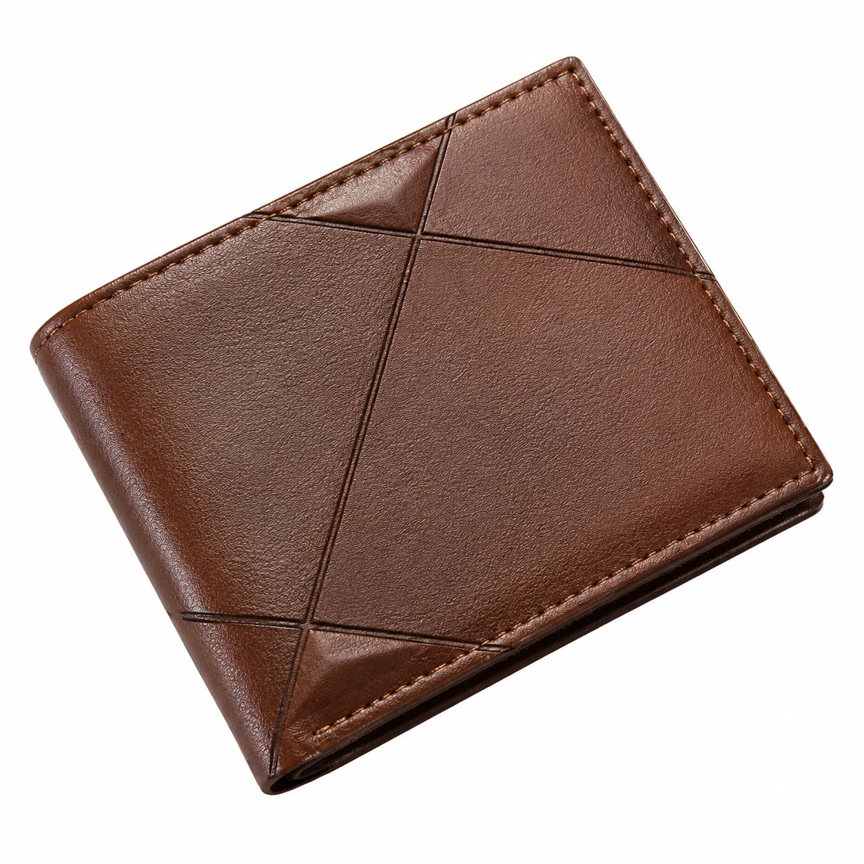 Cartera Bifold para Hombre Marrón con Diseño Geométrico, Compacta 11x9cm