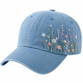 Gorra de Béisbol Azul con Bordado Floral