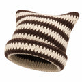 Gorro de Punto a Rayas Marrón y Crema para Adultos