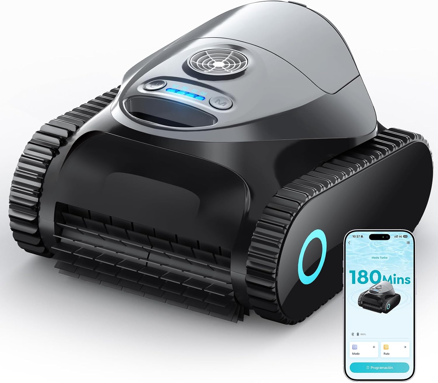 Robot Limpiafondos para Piscinas, Doble Filtro, 7 Modos, 180 min de Autonomía, Control por App, Ideal para Piscinas hasta 150 m²