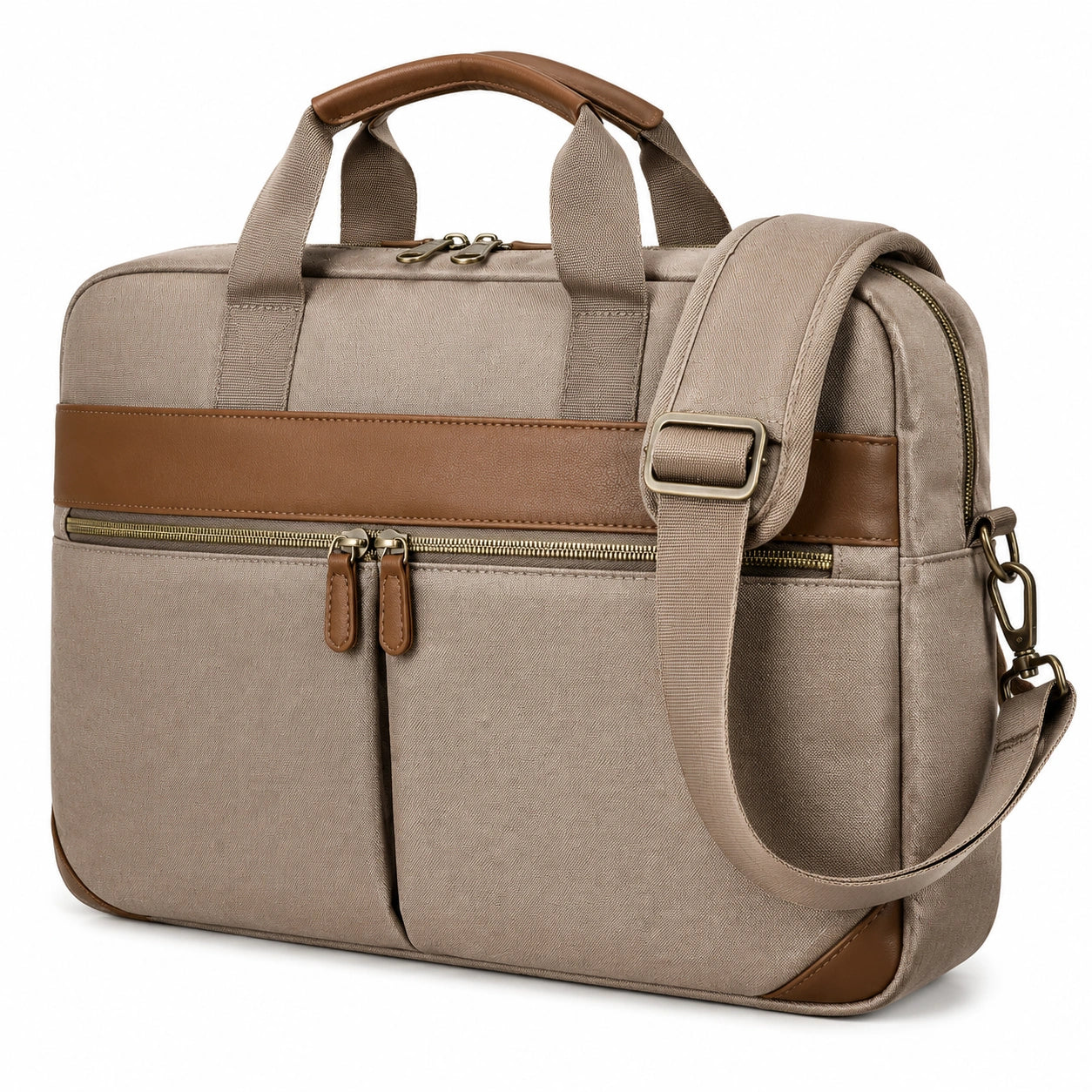 Maletín Beige con Correa Ajustable para Portátil