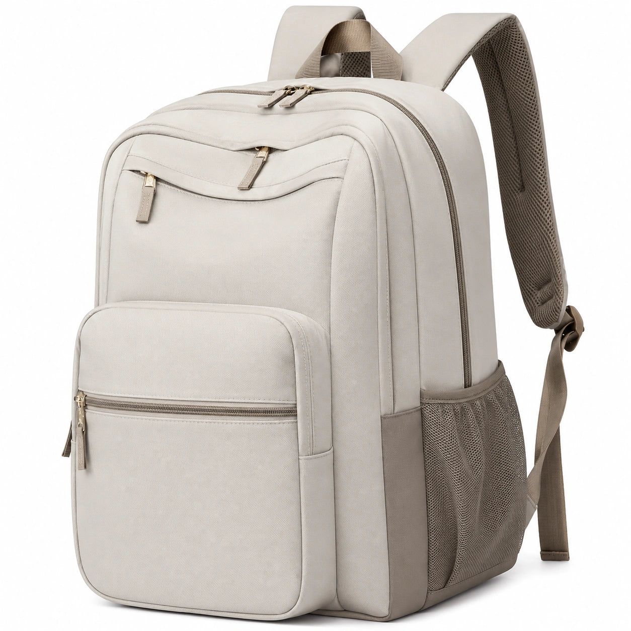 Mochila gris claro 20L con compartimento para portátil y múltiples bolsillos