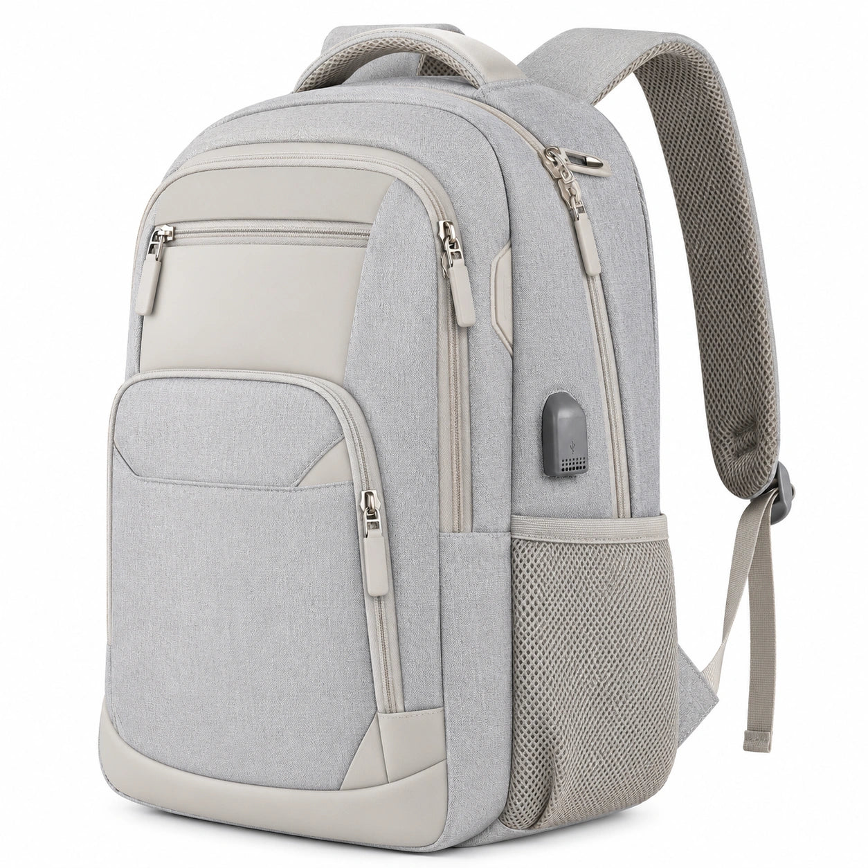 Mochila Antirrobo USB Gris Claro para Portátil de 15.6 pulgadas
