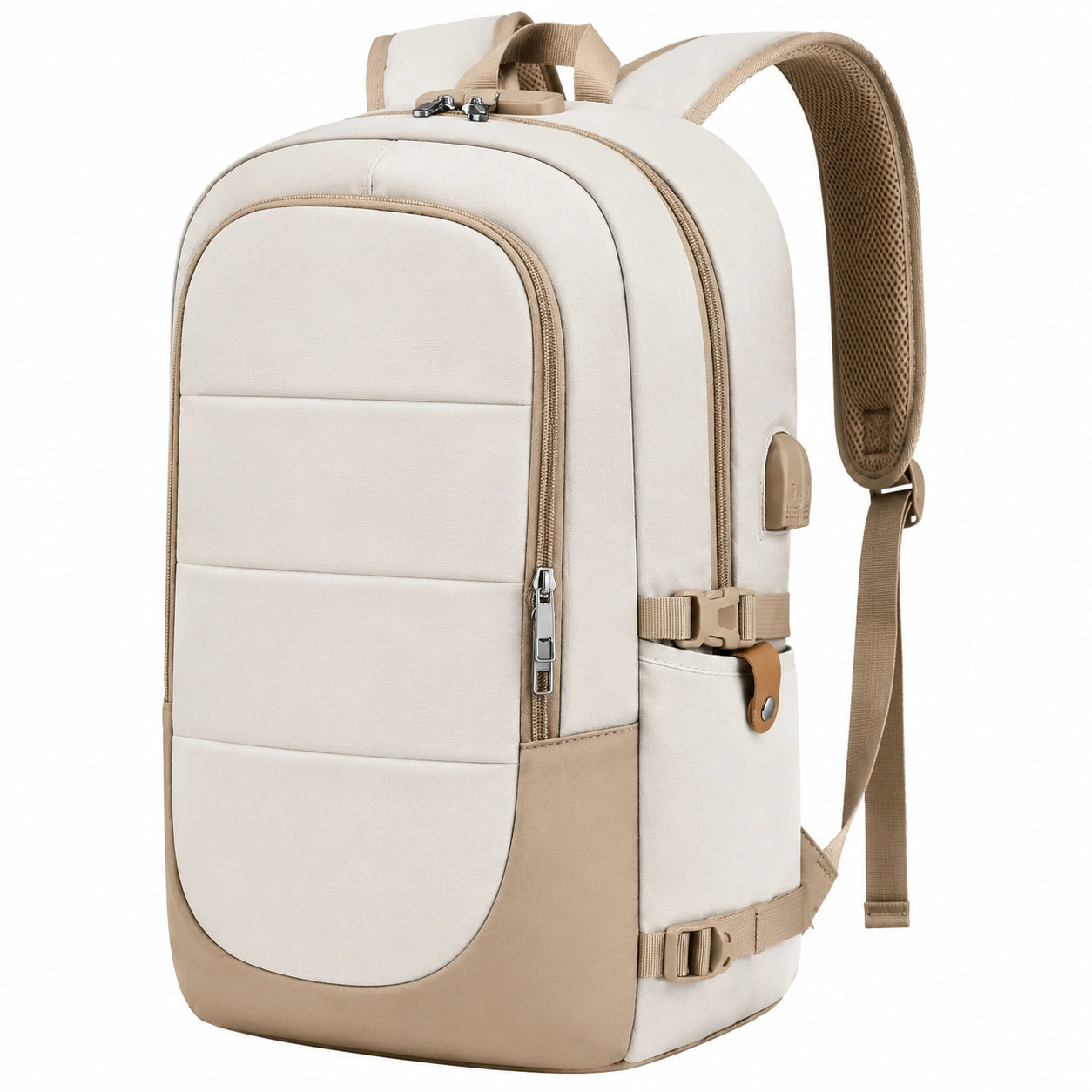 Mochila Grande de Viaje para Portátil de 15 Pulgadas Beige