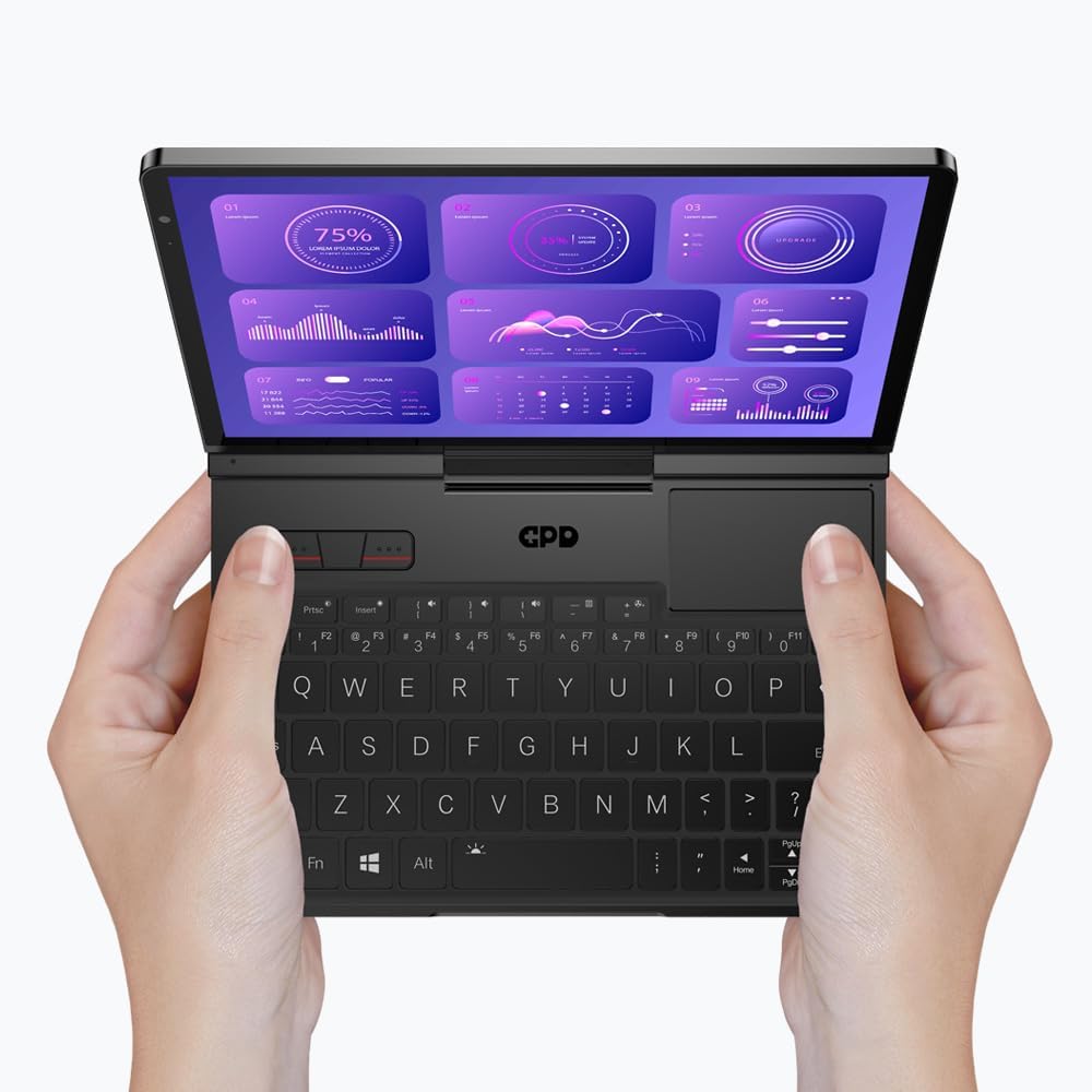 GPD Pocket 4, PC Ultra Compacto de Aluminio, Windows 11, Pantalla 8.8' UHD Rotatoria, Ryzen 7, 16GB RAM, 1TB SSD, Wi-Fi 6E, Ethernet 2.5G, Bluetooth 5.3