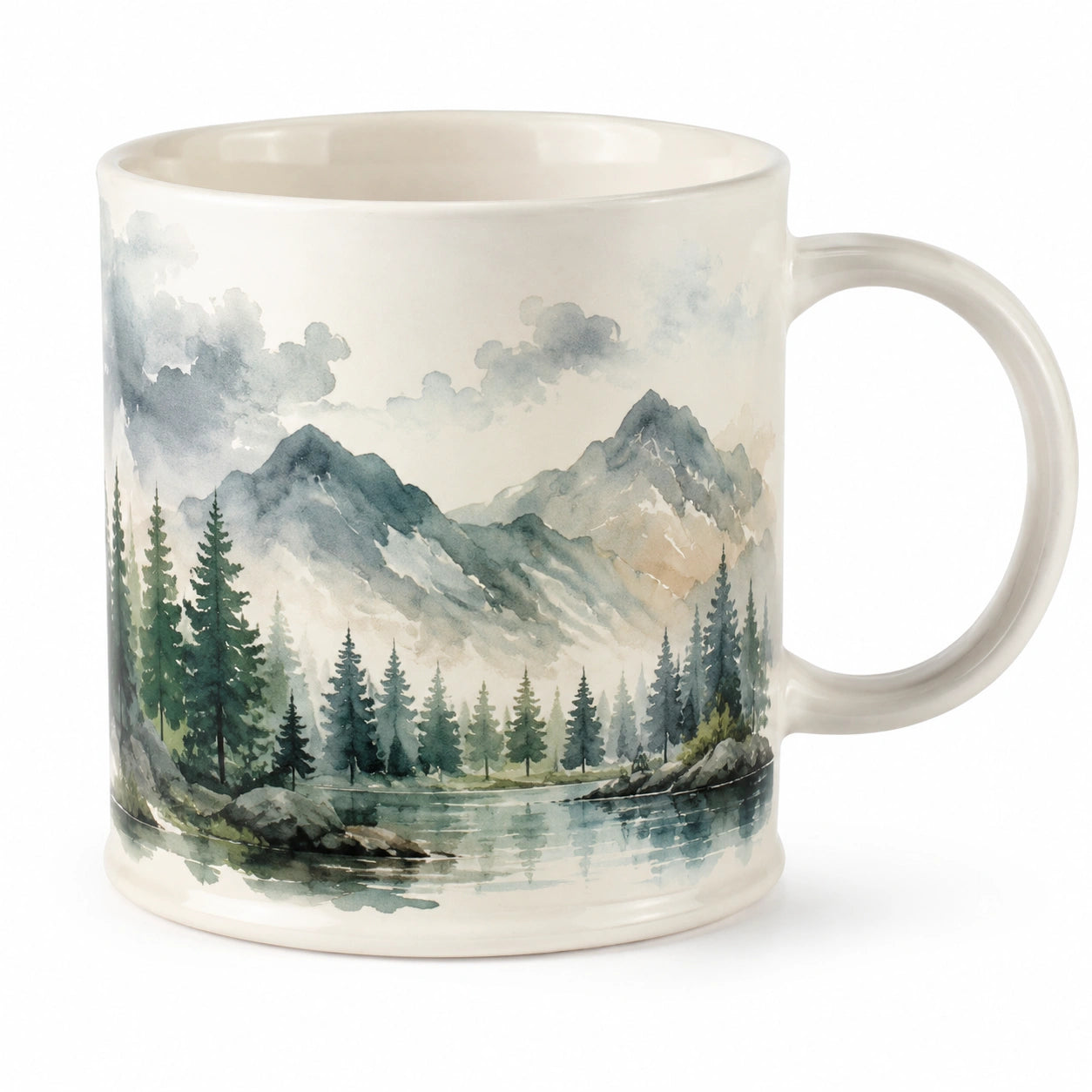 Taza de cerámica con diseño de paisaje montañoso 350ml