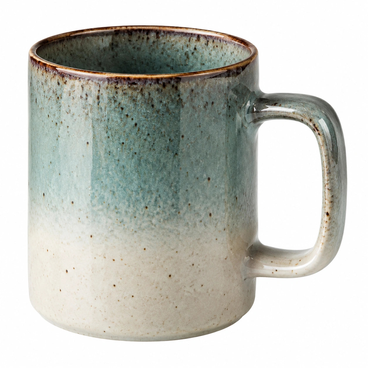 Taza de cerámica esmaltada verde y beige, 350ml