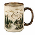 Taza de Cerámica Diseño Paisaje Montañoso Beige/Marrón 300ml