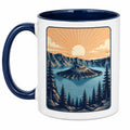 Taza de Cerámica con Paisaje Montañoso 350ml Azul y Blanco