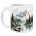 Taza de cerámica con paisaje montañoso 350ml blanca