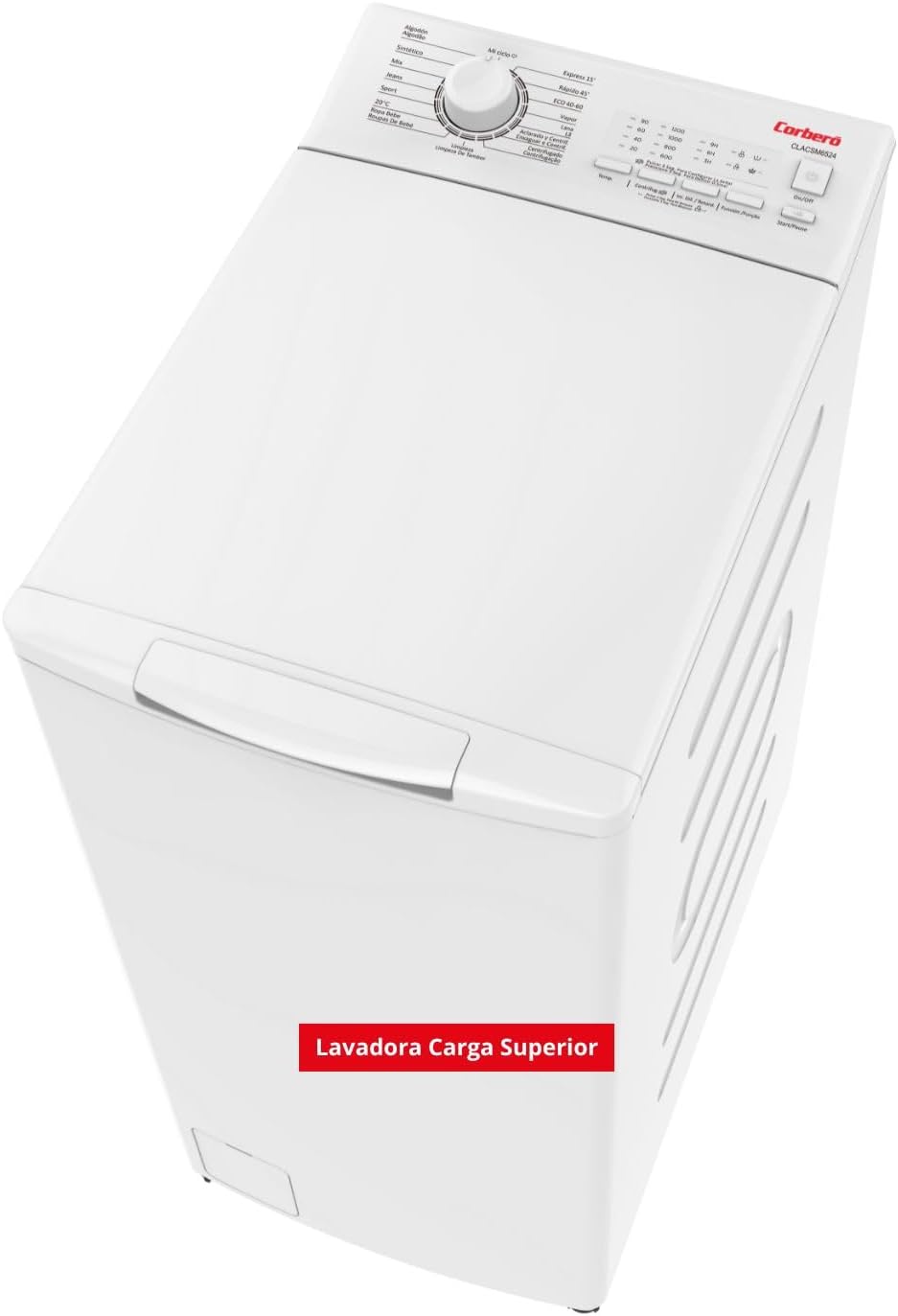 Corberó Lavadora de Carga Superior 6.5kg, 1200 RPM, 16 Programas, Vapor ECO, Inicio Diferido, LED
