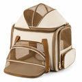 Mochila Transportadora para Mascotas Plegable Beige y Marrón