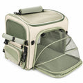 Mochila de Transporte para Mascotas Beige y Verde con Ventilación