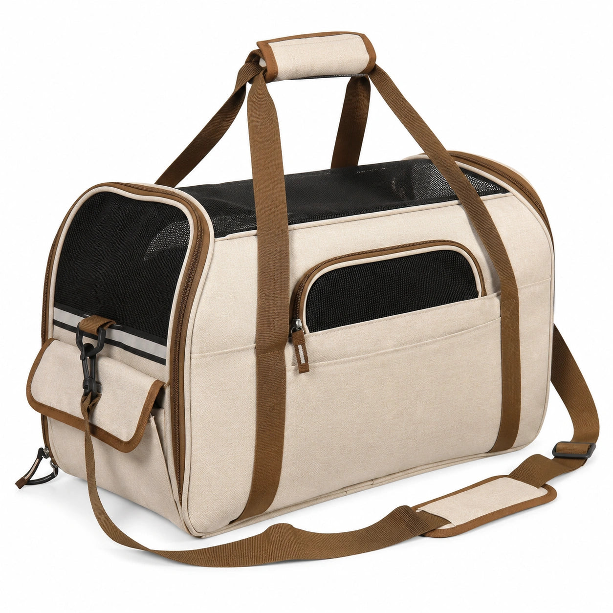 Bolso transportador para mascotas beige, 45x25x30 cm, 30 L