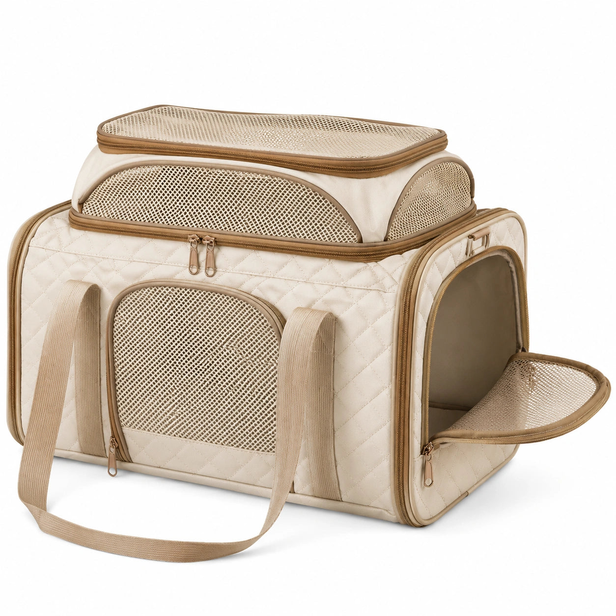 Transportín Plegable para Mascotas Beige