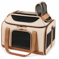 Transportín para Mascotas Beige con Ventilación y Bolsillo Superior