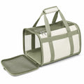 Transportadora para Mascotas Portátil Verde y Blanco con Ventilación