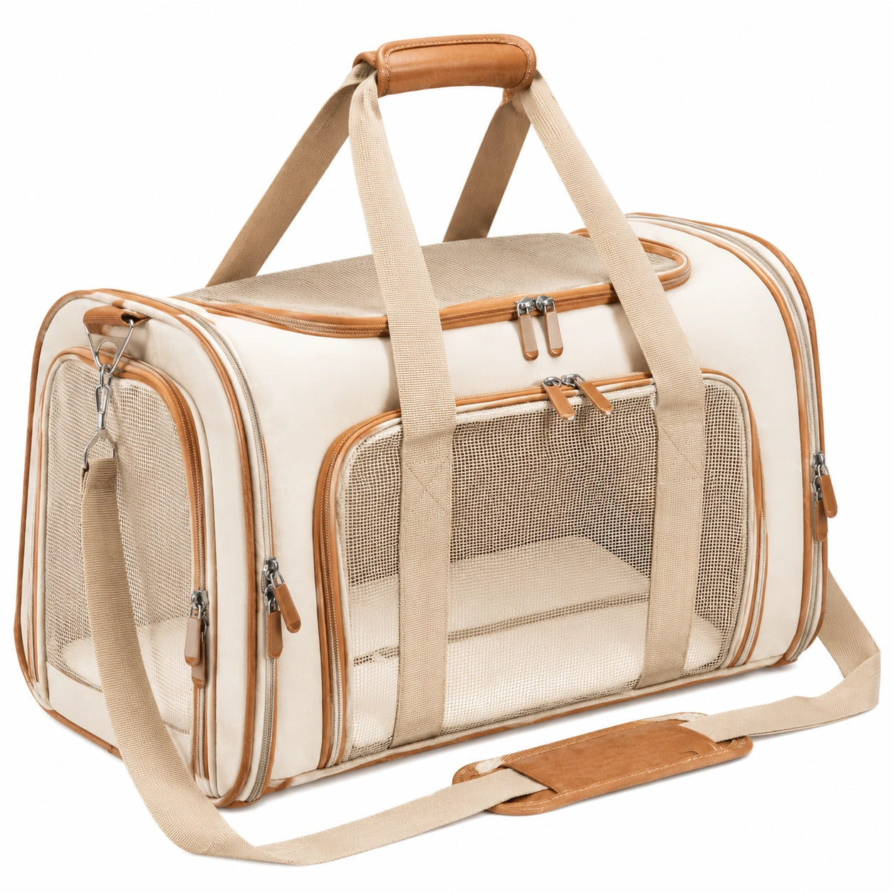 Transportín Transpirable para Mascotas Beige y Marrón