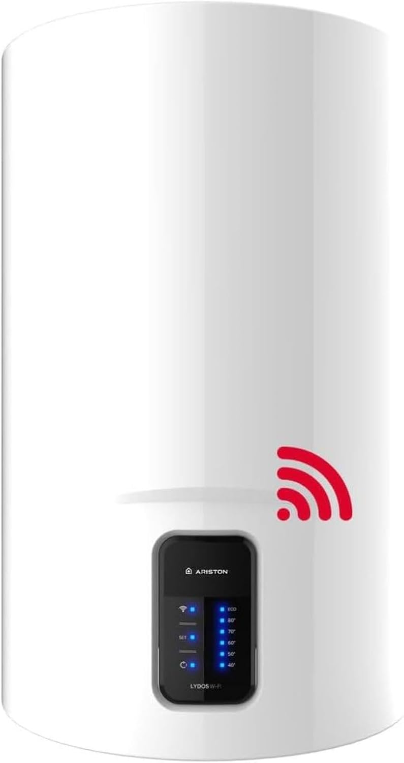 Ariston Lydos Wifi - Calentador de Agua Eléctrico 50L, Compatible con Alexa y Control App, Eficiencia Energética ECO EVO