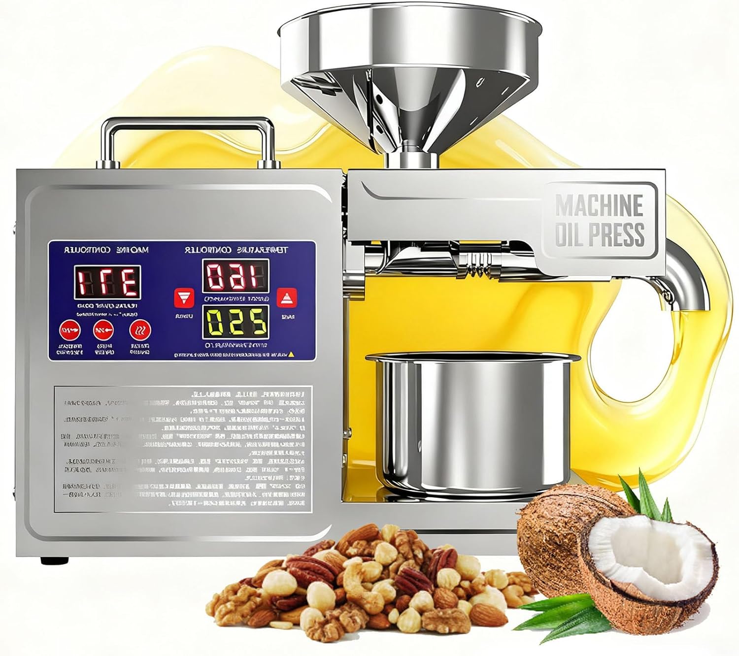 Extractor Eléctrico de Aceite 820W para Uso Doméstico con Prensado en Frío y Caliente
