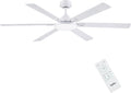Ventilador de Techo Blanco 153cm con Luz, 6 Aspas y Mando a Distancia, Motor DC Silencioso Reversible, Temporizador y Modo Sueño