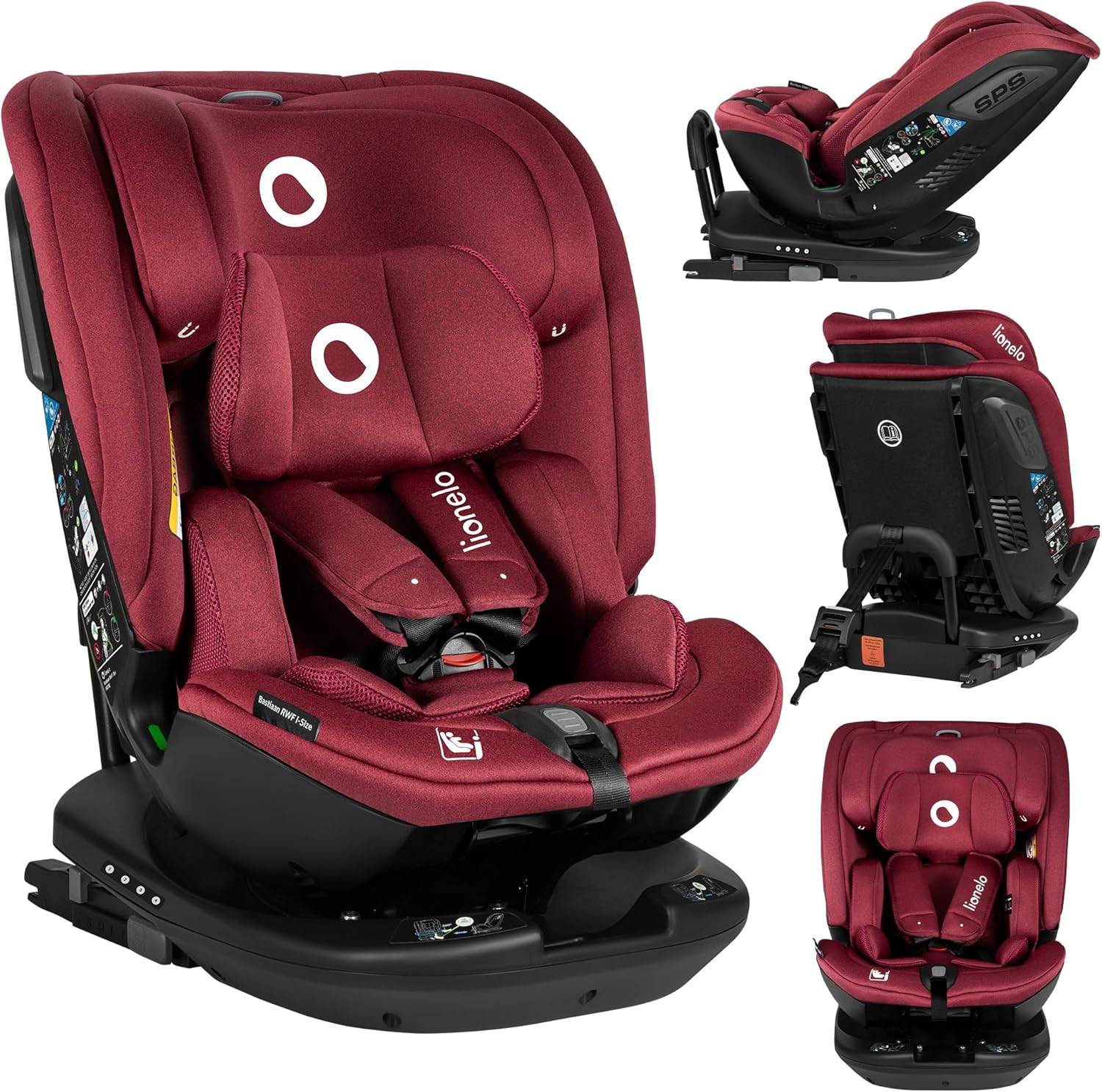 Silla de Coche Bebé LIONELO Bastiaan RWF i-Size 360° 0-36kg, ISOFIX, Protección Lateral Ajustable
