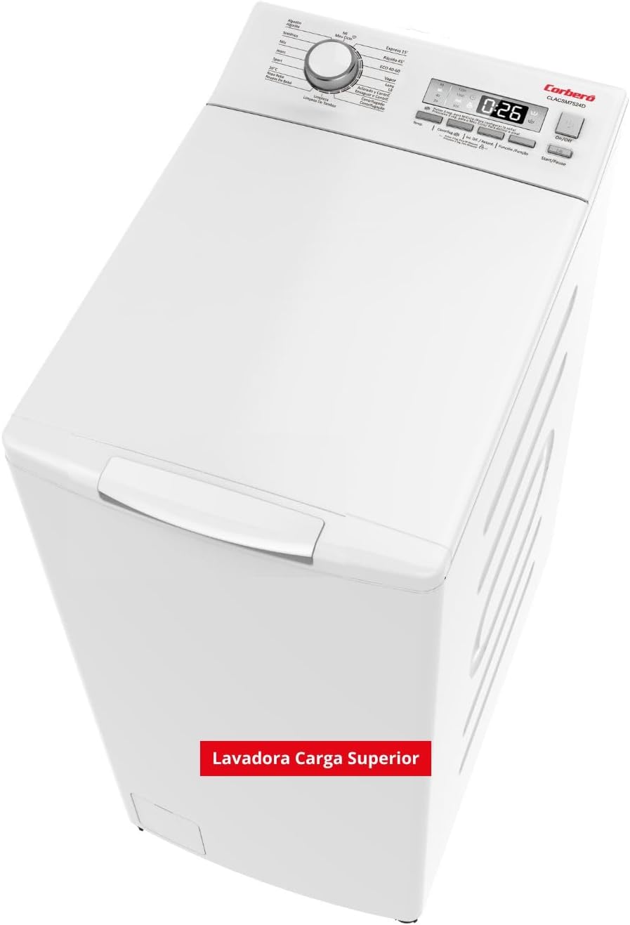 Lavadora Corberó Carga Superior 7.5kg, 1200 RPM, 16 Programas, Función Vapor, ECO, Blanco