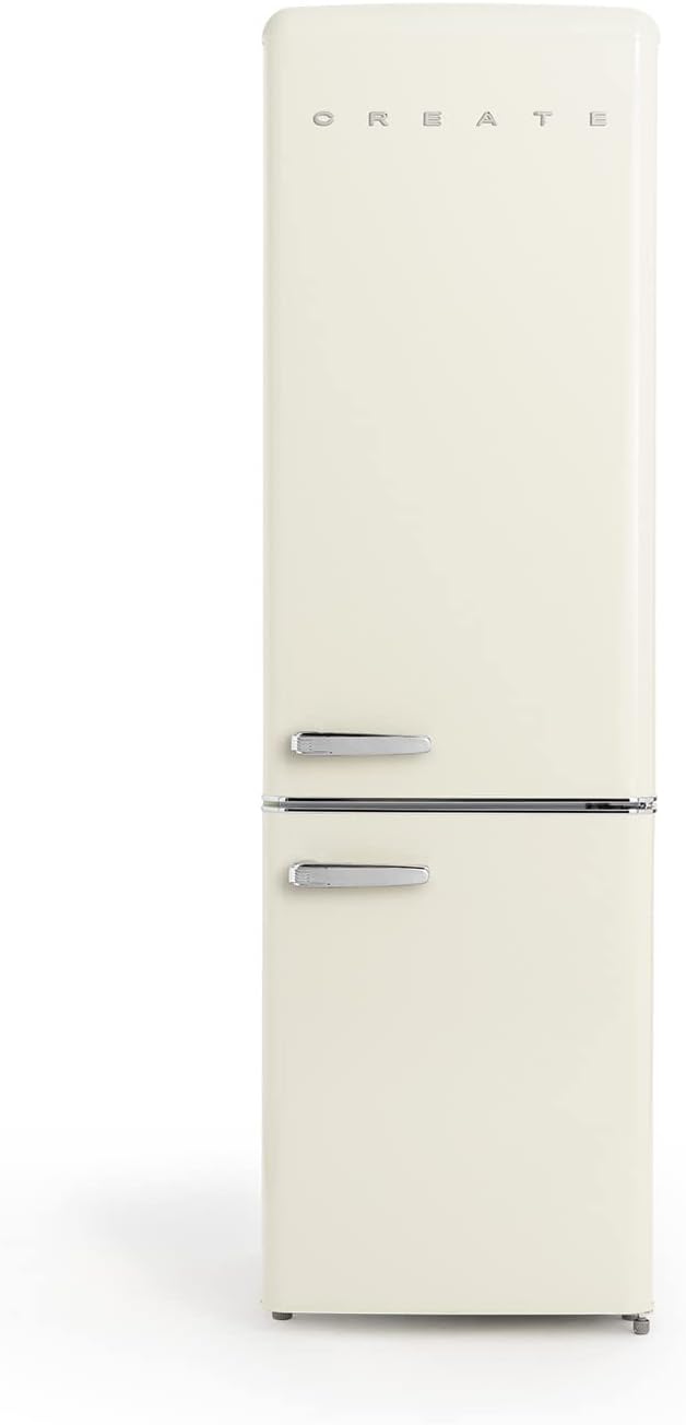 Frigorífico Combi 244L Estilo Retro Vintage Blanco, Diseño Resistente y Funcional, 90W