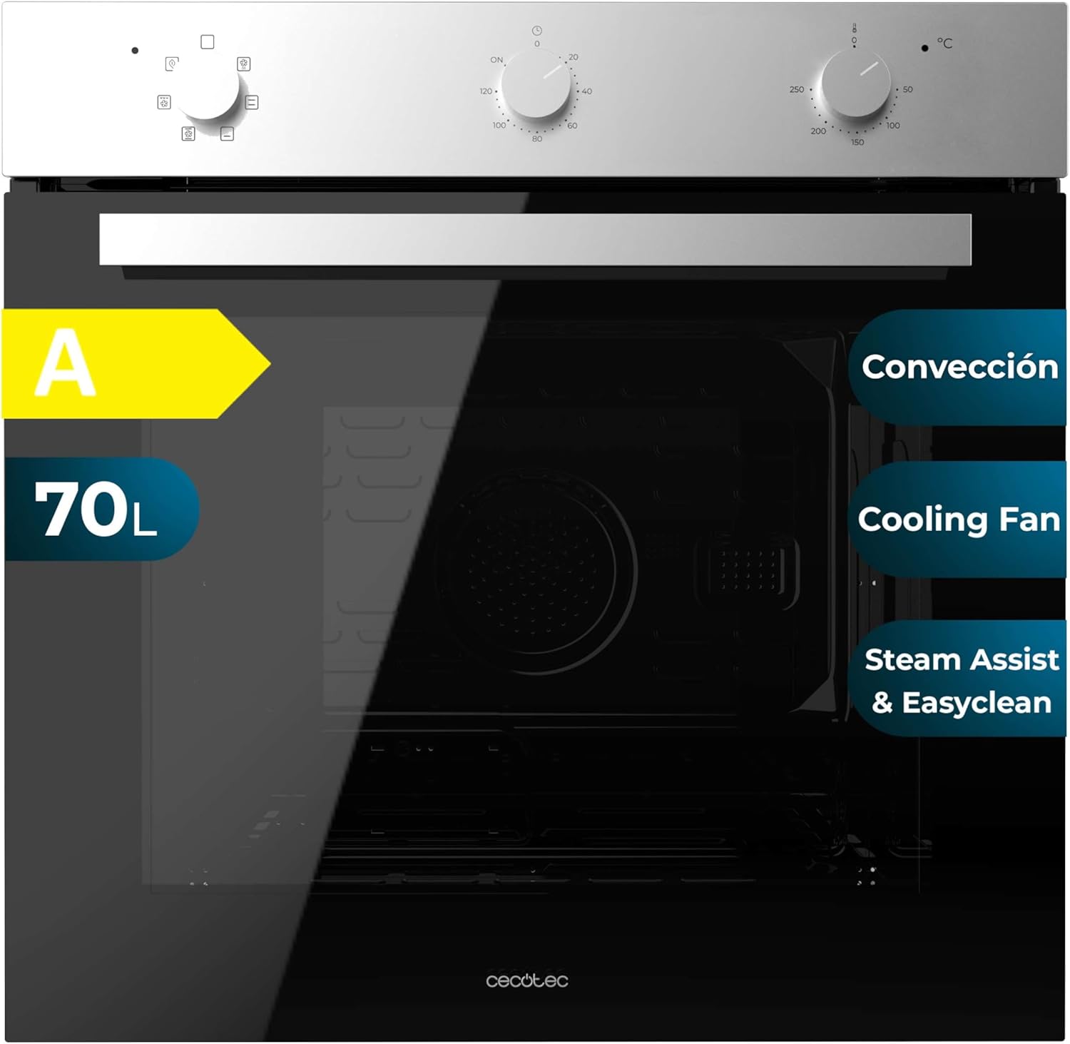 Horno Empotrable Cecotec Bolero Hexa 70L Inox 2800W con 6 Funciones y Limpieza Fácil