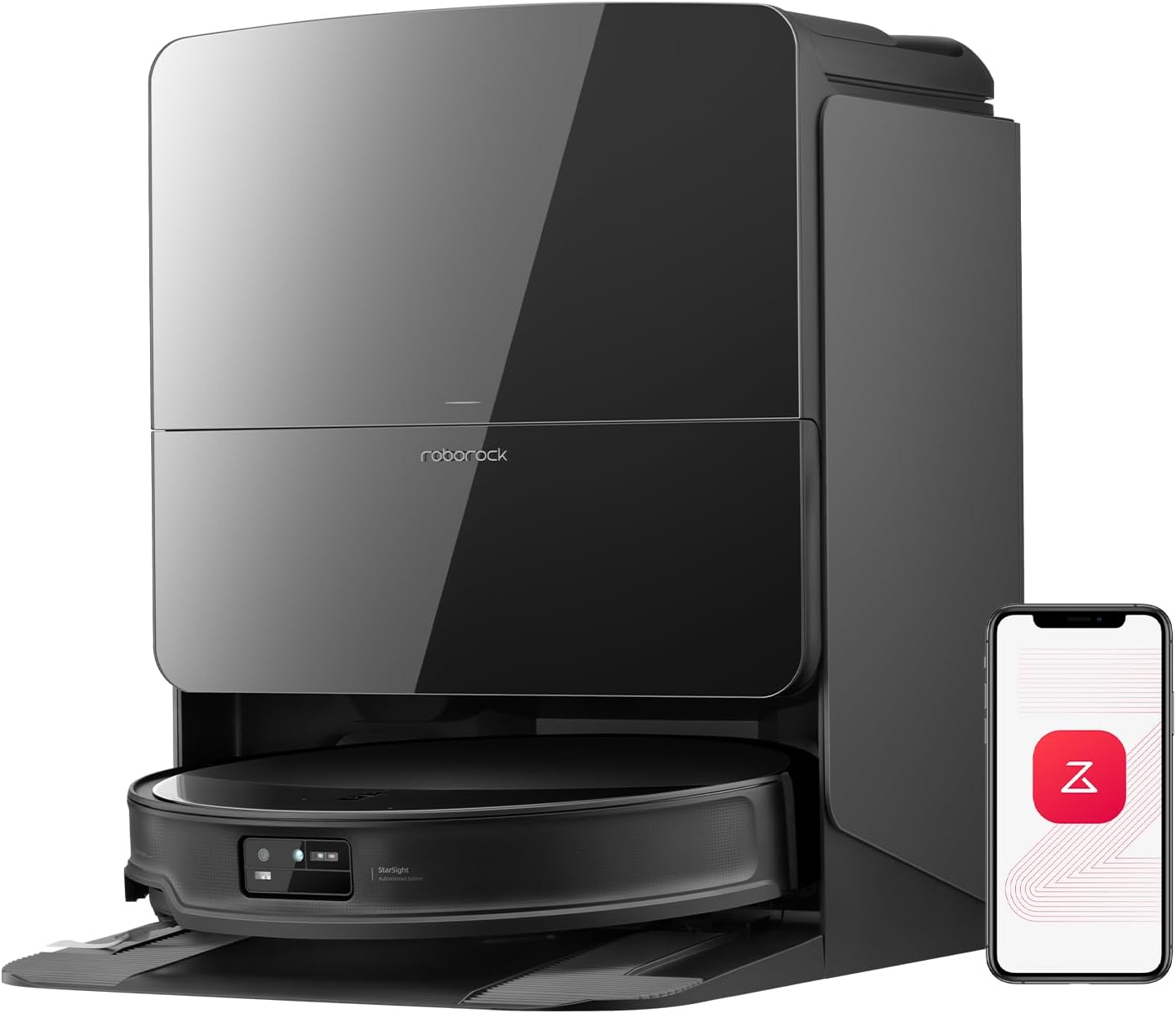 Roborock Saros 10R Aspiradora Robot 22000Pa, Succión Potente con Mopa, Diseño Ultrafino de 7,98 cm, Supera Obstáculos de 4 cm, Sin Enredos, Brazo Flexible, Autovaciado, Secado por Aire Caliente, Color Negro