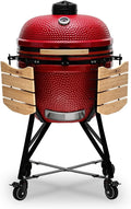 Parrilla Kamado BONO XXL Roja con 6 Accesorios - Ø 64 cm para Terraza o Jardín