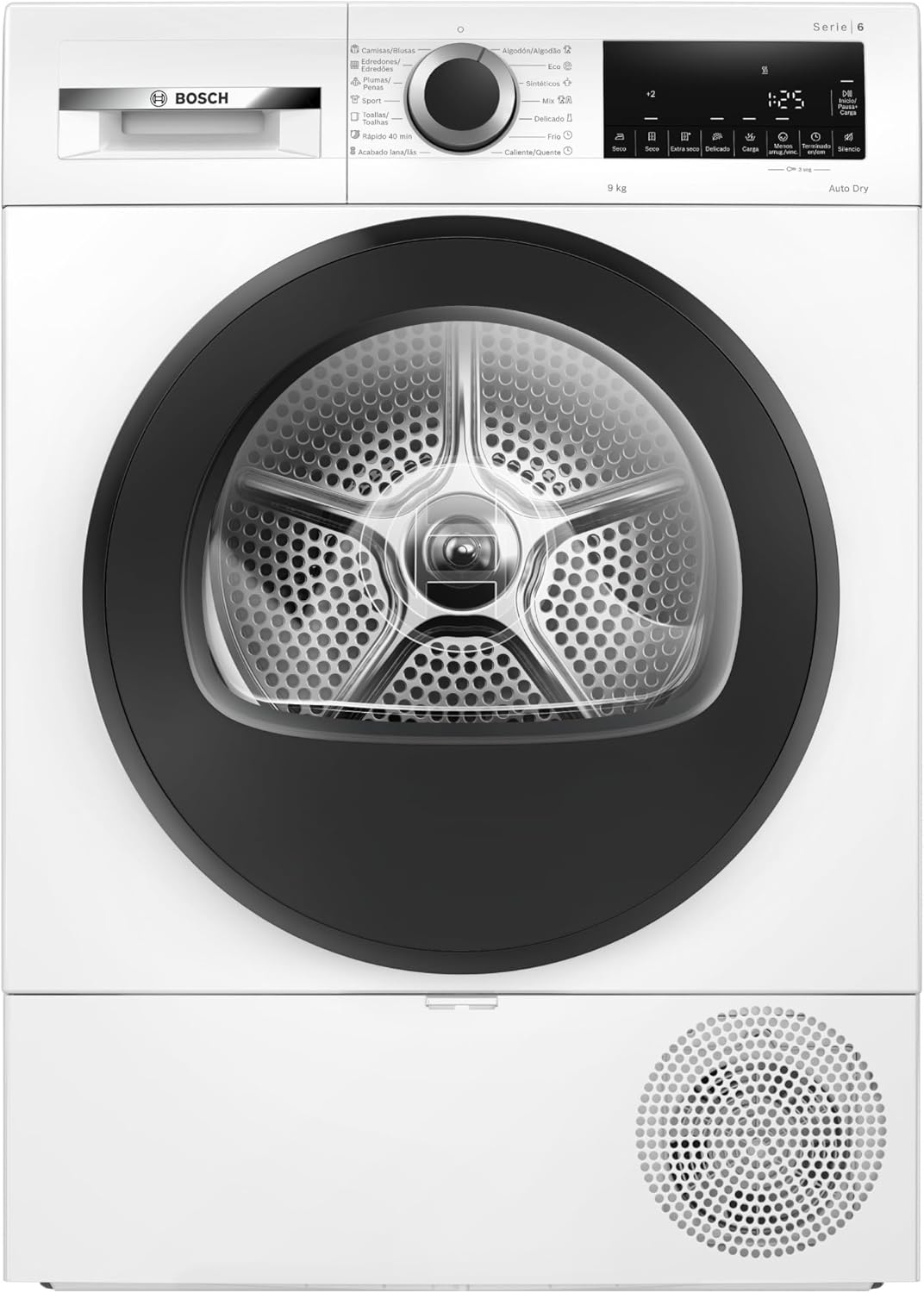 Secadora Bosch Serie 6 con Bomba de Calor, 9 kg, Blanca, Modelo WQG24200ES