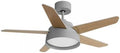 Ventilador de Techo FABRILAMP Lebeche 25W DC Gris con 5 Aspas Reversibles Blanco/Haya, 6 Velocidades, LED Ajustable 3000-6000K, Control Remoto y Temporizador