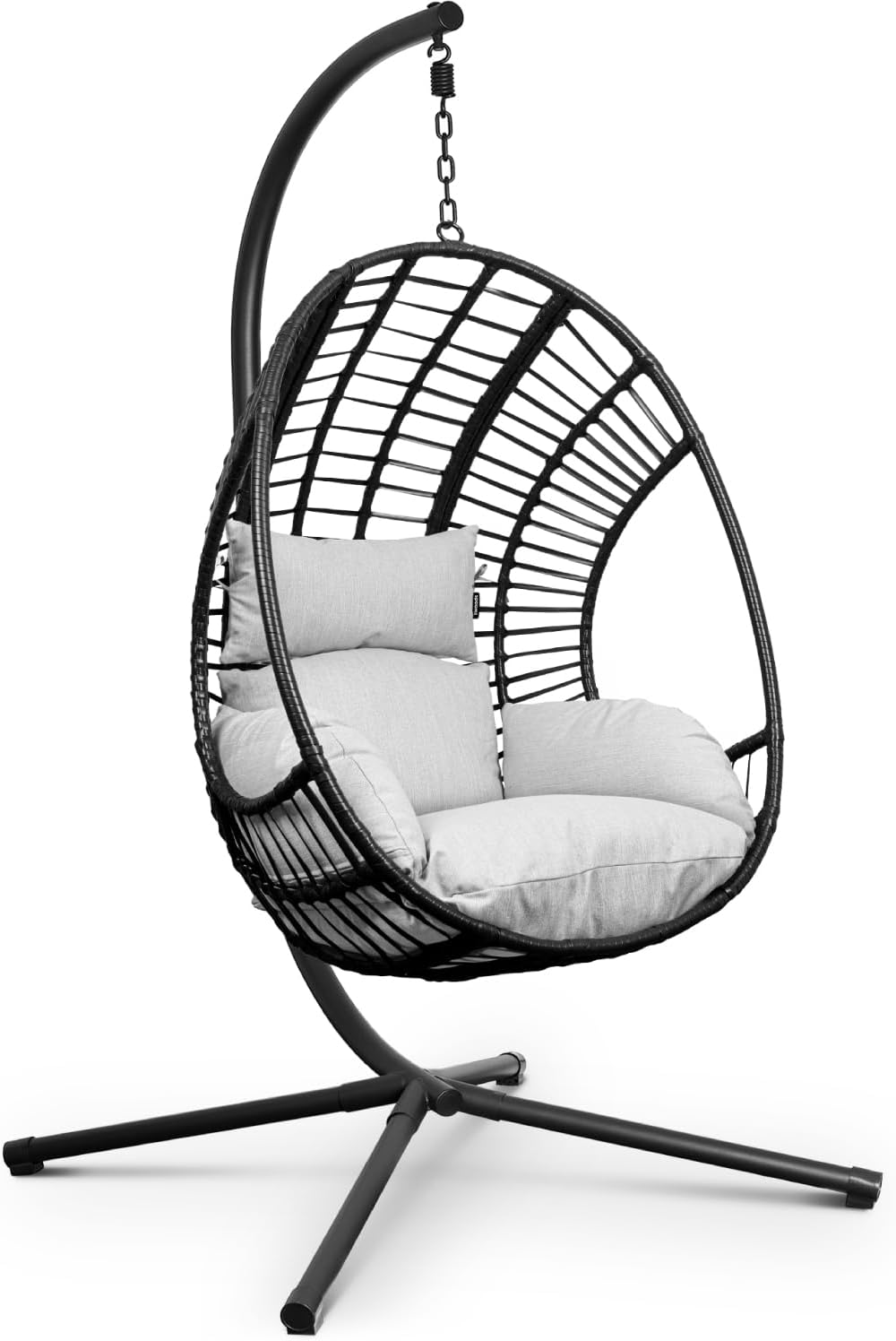 Silla Colgante Grande para Jardín con Base y Cojines, Uso Interior y Exterior, Resistente, Soporta hasta 150 kg
