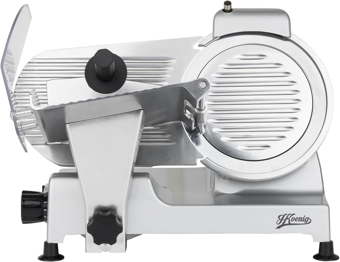 Cortafiambres H.Koenig MSX220, cuchilla 22 cm, grosor ajustable 0-12 mm, afilador incorporado, 282 rpm, acero inoxidable