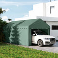 Outsunny Garaje Portátil 6x3m Verde, Impermeable con Paredes Desmontables y Puertas con Cremallera