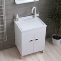 Mueble de Lavadero Blanco 60cm con Lavabo y Tabla Desmontable