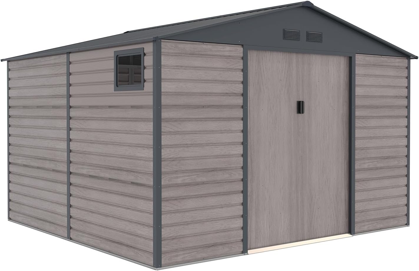 Cobertizo de Jardín de Metal Gardiun Surrey 10,85 m², 340x319x226 cm con Ventana Lateral y Acabado Madera