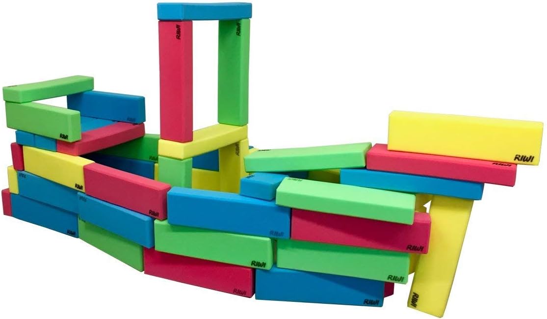 RIWI Bloques de Construcción de Espuma XXL para Niños, 48 Piezas, Lavables y Seguros