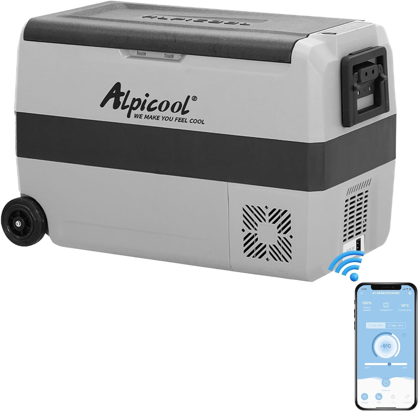 Alpicool T50 Nevera 50L Portátil 12/24V para Coche y Camping con Puerto USB