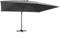 Parasol Voladizo con Luces LED para Terraza de Acero Antracita 400x300 cm