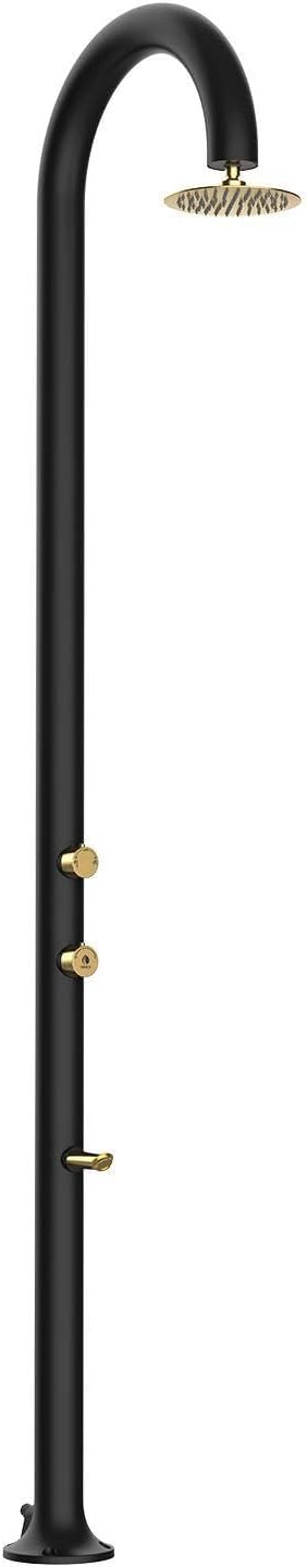 Columna de Ducha Exterior Luna ALU Negra y Dorada con Rociador Antical