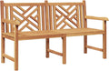 Banco de Jardín de Teca Maciza 150x60x90 cm, Estilo Rústico para Terraza y Patio